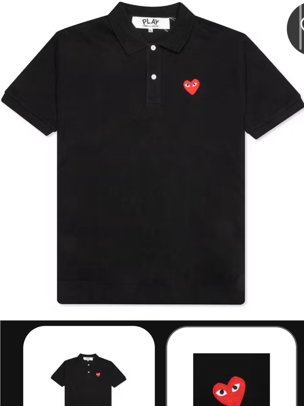 Comme des Garçons PLAY Black Polo with Red Heart Emblem